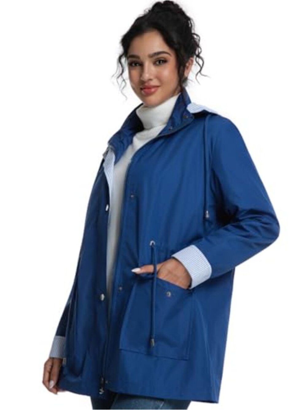 Women's Waterproof Rain Jacket Lightweight Packable Hooded Outdoor